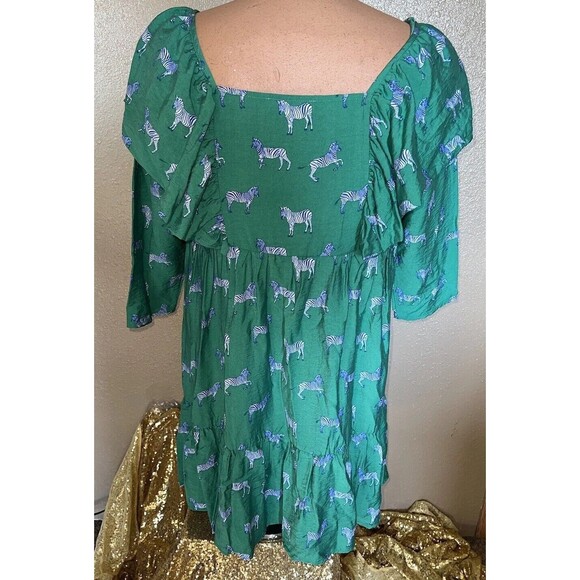 NWT Michelle McDowell Dress Women's Green Zebra Animal Print Size Medium - Picture 5 of 9
